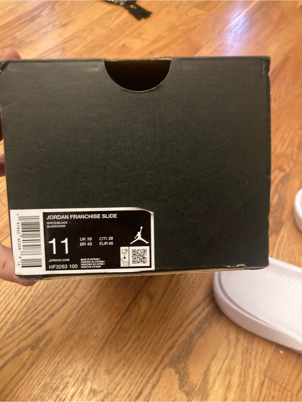 Jordan White Slide Sandals with Black Jumpman Logo - Picture 4 of 7